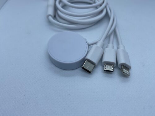 4-in-1-Ladekabel USB auf Lightning / Apple Watch / USB C / Micro USB weiss – Bild 2