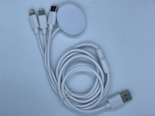 4-in-1-Ladekabel USB auf Lightning / Apple Watch / USB C / Micro USB weiss – Bild 4
